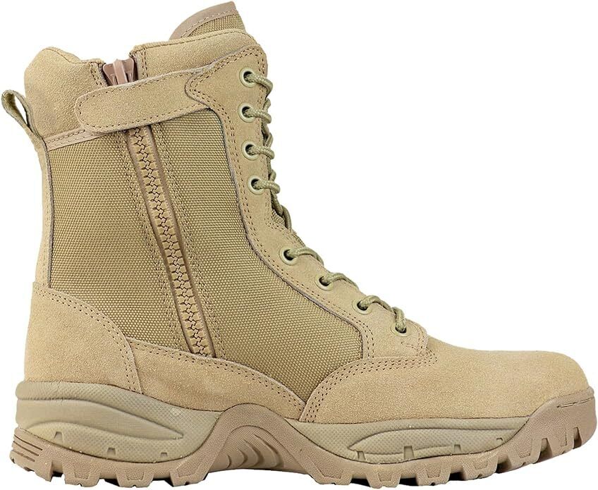 Men's Military Tactical Work Boot Side Zipper Leather Motorcycle Combat Boot 800