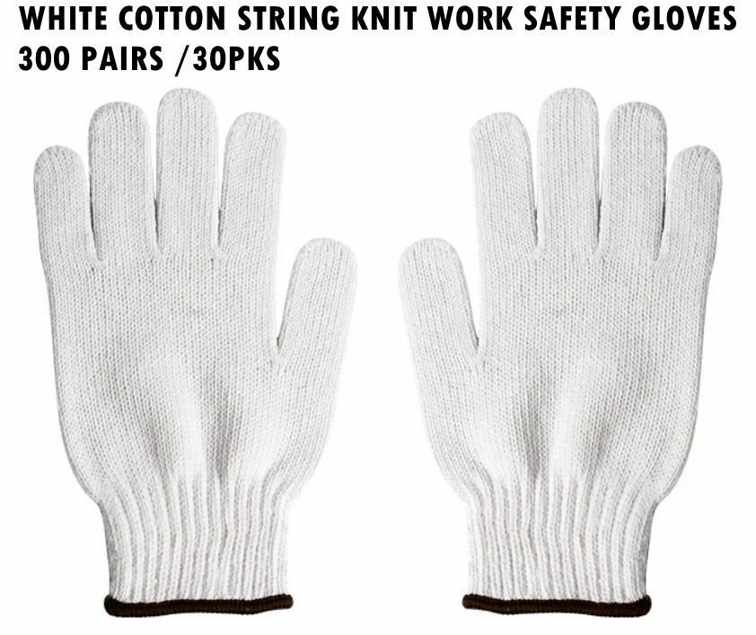 WHOLESALE 10 PAIRS WHITE POLY COTTON STRING KNIT WORK SAFETY GLOVES