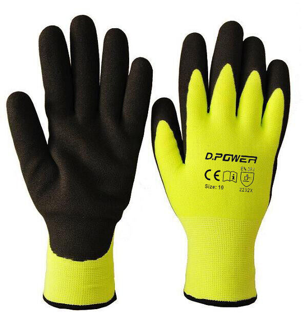 Better Grip Safety Winter Double Lining Knit Latex Dip Nylon Work Gloves 6 Pairs