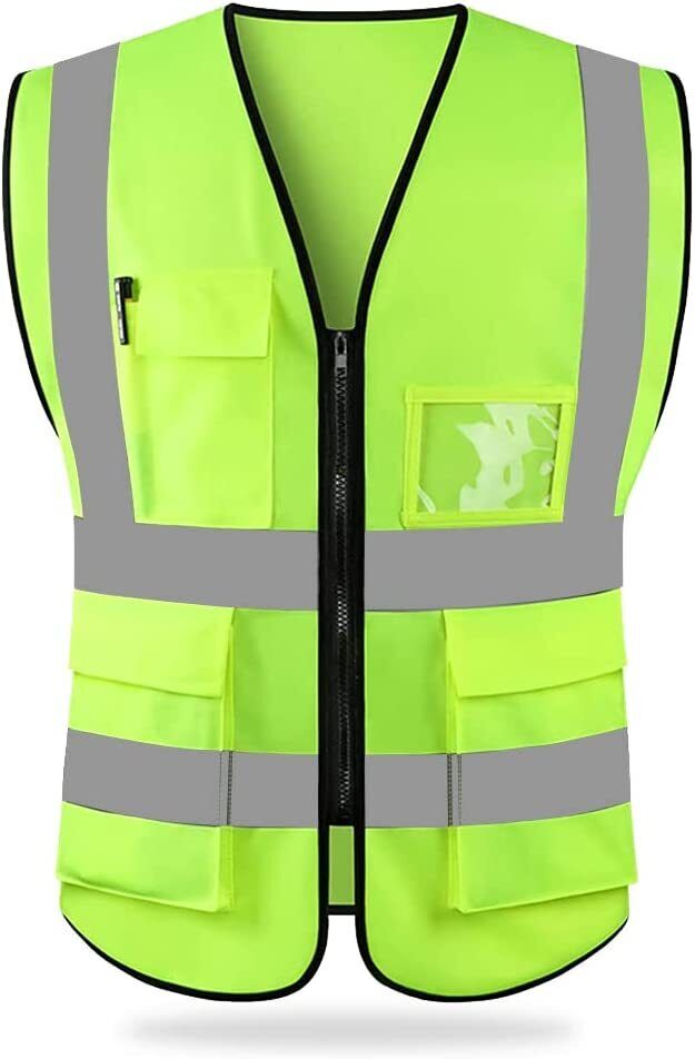 Reflective Safety Vest for Women Men High Visibility Security with Pockets Zippe