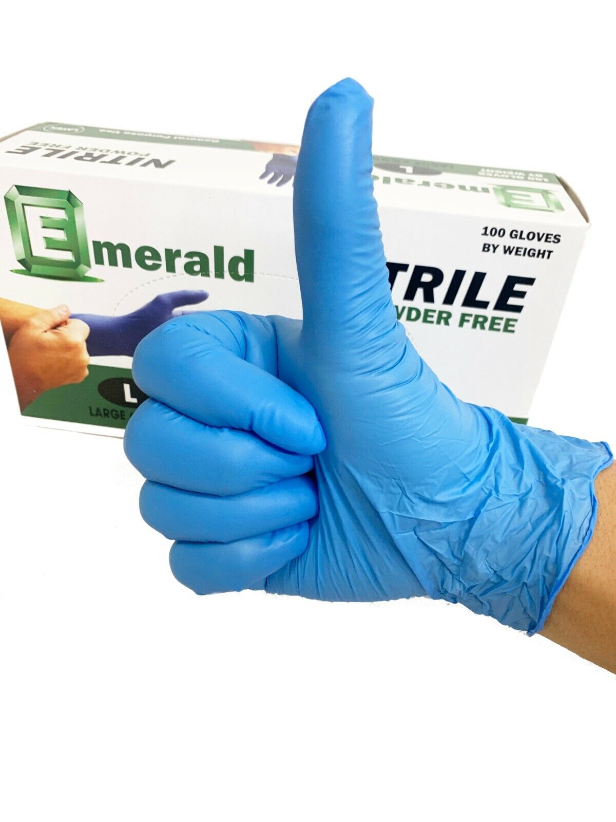 10Box/CS Emerald Nitrile Exam Gloves Large Powder Free Rubber Non-Latex 6651/52