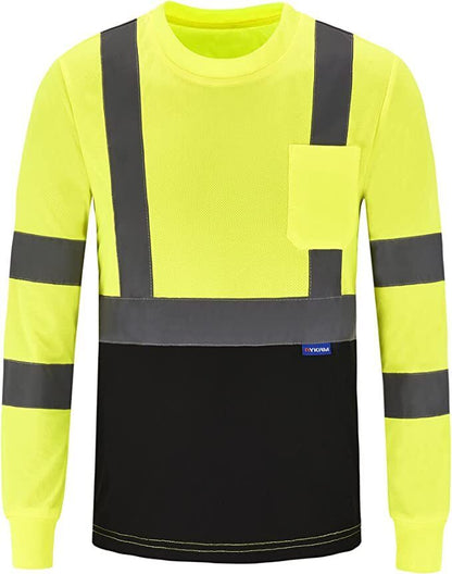 Reflective Safety Vest Women Men Hi-Vis Security Construction Long Shirts Pack 2