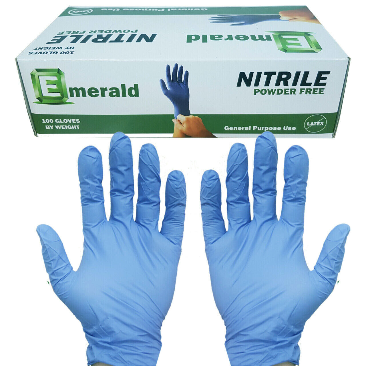 10Box/CS Emerald Nitrile Exam Gloves Large Powder Free Rubber Non-Latex 6651/52