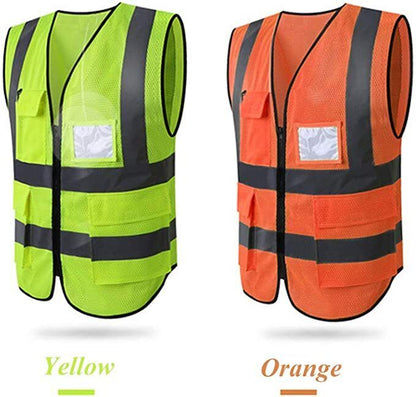 Reflective Safety Vest for Women Men High Visibility Security with Pockets Zippe