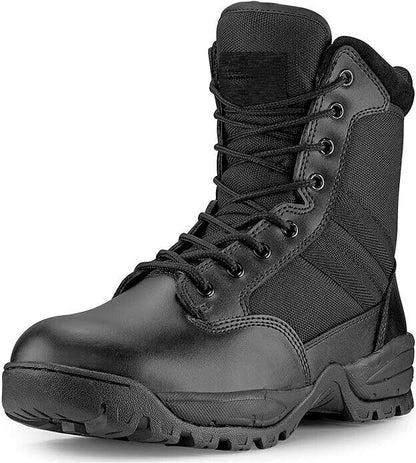 Men's Military Tactical Work Boot Side Zipper Leather Motorcycle Combat Boot 800