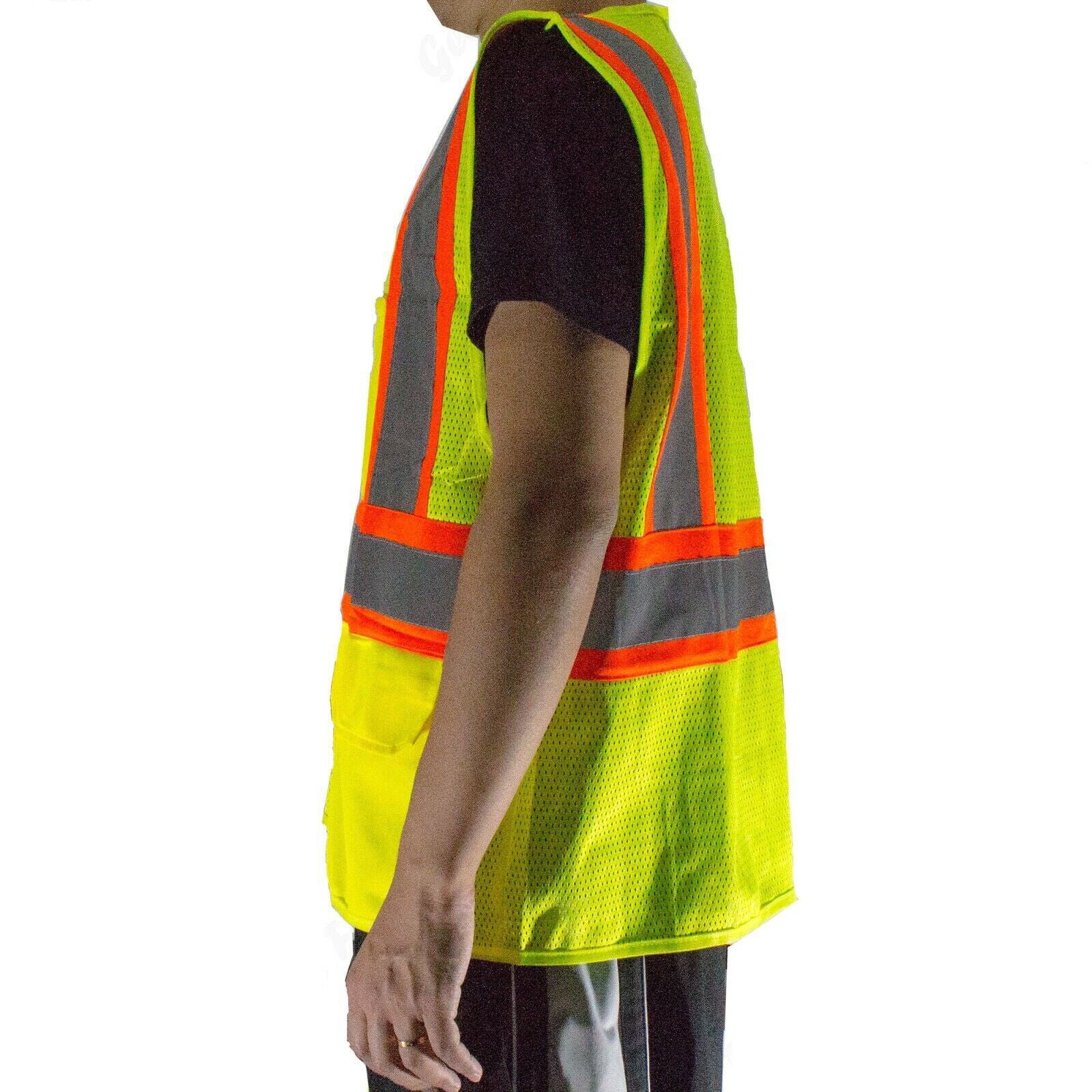 2 Pack Reflective Safety Work Vest High Visibility Pockets Construction Traffic