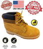 MEN 606 Steel Toe Water Resistant All Season Work Boots Leather Tan 5-13