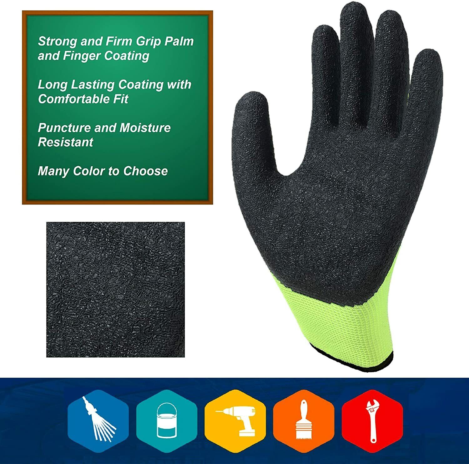 10 Pairs Seamless Knit Nylon Nitrile Form Coated Work Gloves 1507