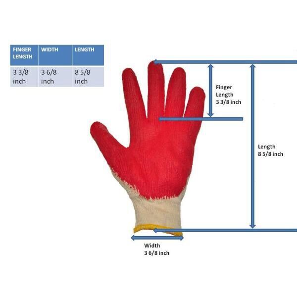 WHOLESALE Red Latex Rubber Palm Coated Work Safety Gloves 8 pairs/Pack HG-022