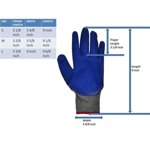 WHOLESALE Blue Latex Rubber Palm Coated Work Safety Gloves 240 Pairs with logo