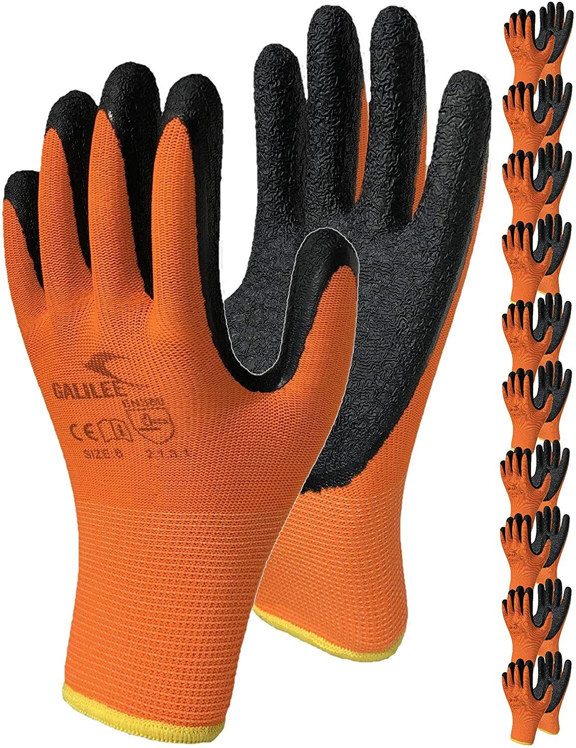 Safety Work Gloves Latex Coated for Men&Women 10-Pair-Pack Knit Firm Grip 1507