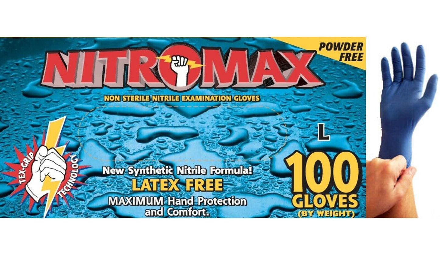 Box of 100 NitroMax Powder-Free Nitrile Exam Gloves – 5 Mil Large 2088