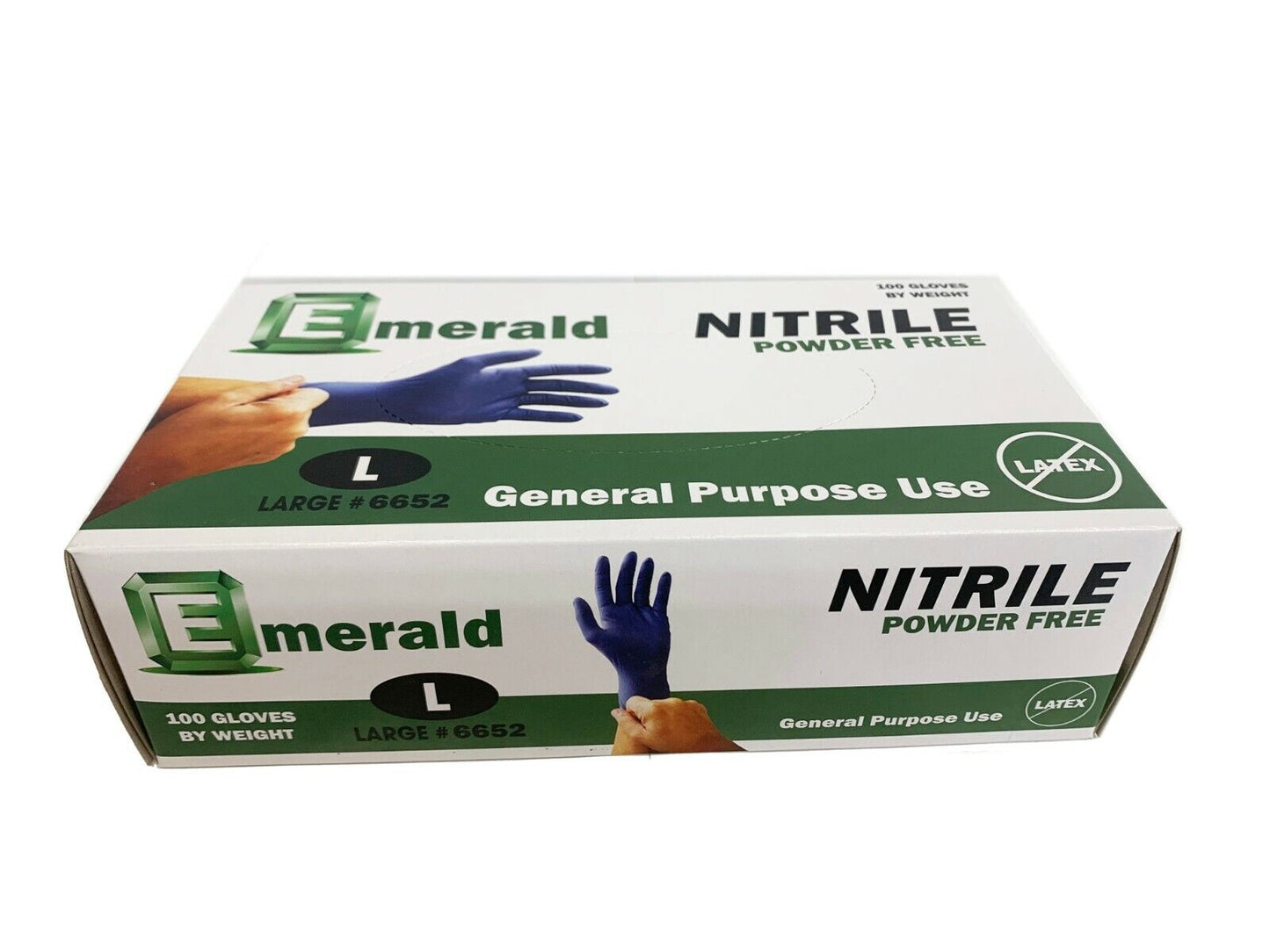 10Box/CS Emerald Nitrile Exam Gloves Large Powder Free Rubber Non-Latex 6651/52