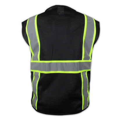 Two Tone HI-VIS Black Safety Vest with 4 Front Pocket Construction Traffic 1Pack