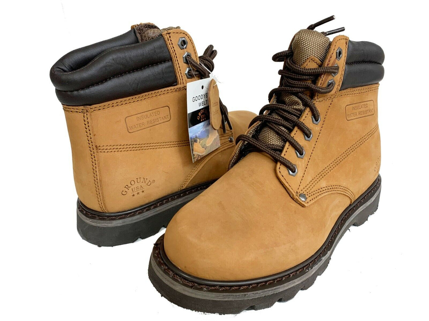 Ground607 Men All Season Work Boots Casual Shoes Water Resistant Genuine Leather