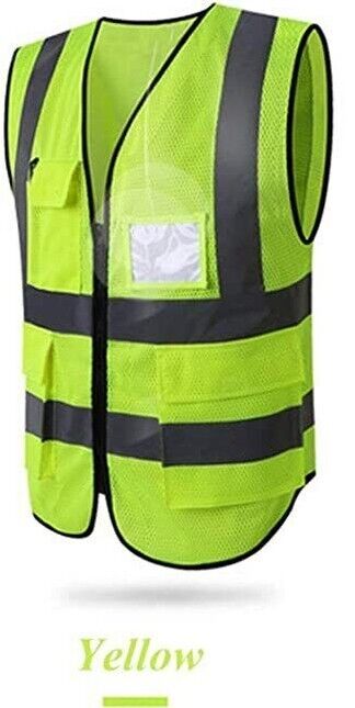 Reflective Safety Vest for Women Men High Visibility Security with Pockets Zippe