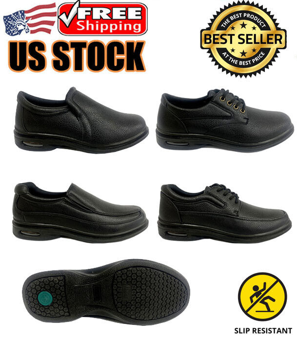 Men's Restaurant Oil Resistant Kitchen Work Shoes Slip-On Skid Non-Slip