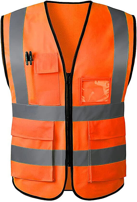 Reflective Safety Vest for Women Men High Visibility Security with Pockets Zippe