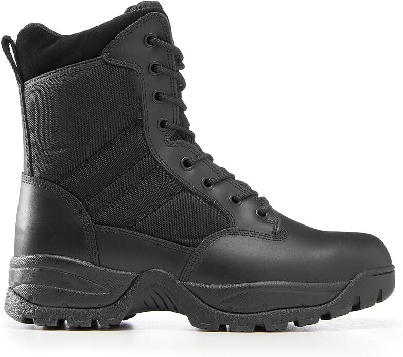 Men's Military Tactical Work Boot Side Zipper Leather Motorcycle Combat Boot 800