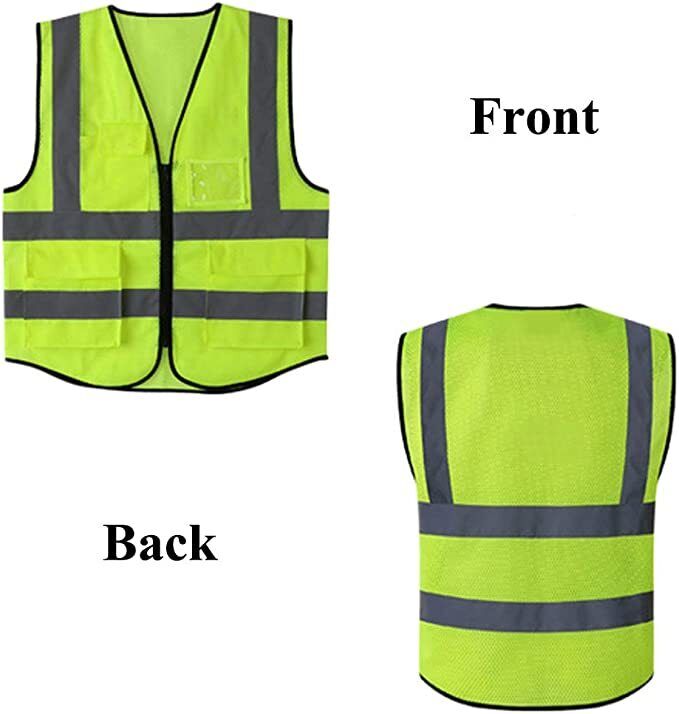 Reflective Safety Vest for Women Men High Visibility Security with Pockets Zippe