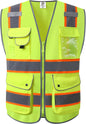 Pack of 2 Class2 Hi-Vis Reflective Safety Vests with Pockets and Zipper Front