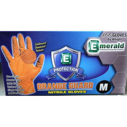 10box/Case Emerald Orange Guard™Nitrile Grip Gloves 7mi OR599M/600L/601XL/602XXL