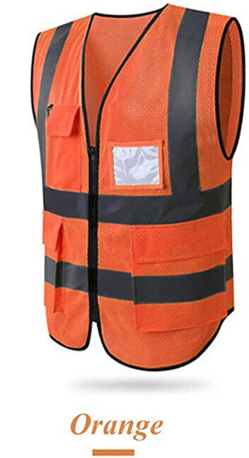 Reflective Safety Vest for Women Men High Visibility Security with Pockets Zippe