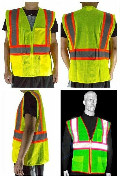 Reflective Safety Work Vest High Visibility Pockets Construction Traffic 1 PACK