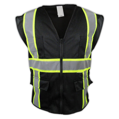 Pack of 2 Class2 Hi-Vis Reflective Safety Vests with Pockets and Zipper Front