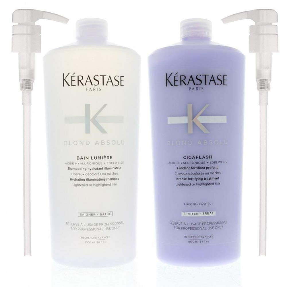 Kerastase Bain Lumiere & Cicaflash Treatment, 34 Oz  With Pumps