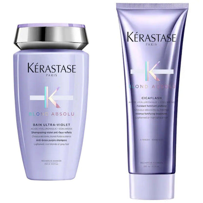 Kerastase Blond Absolu Bain Ultra-Violet shampoo&Cicaflash Conditioner 8.5oz Set