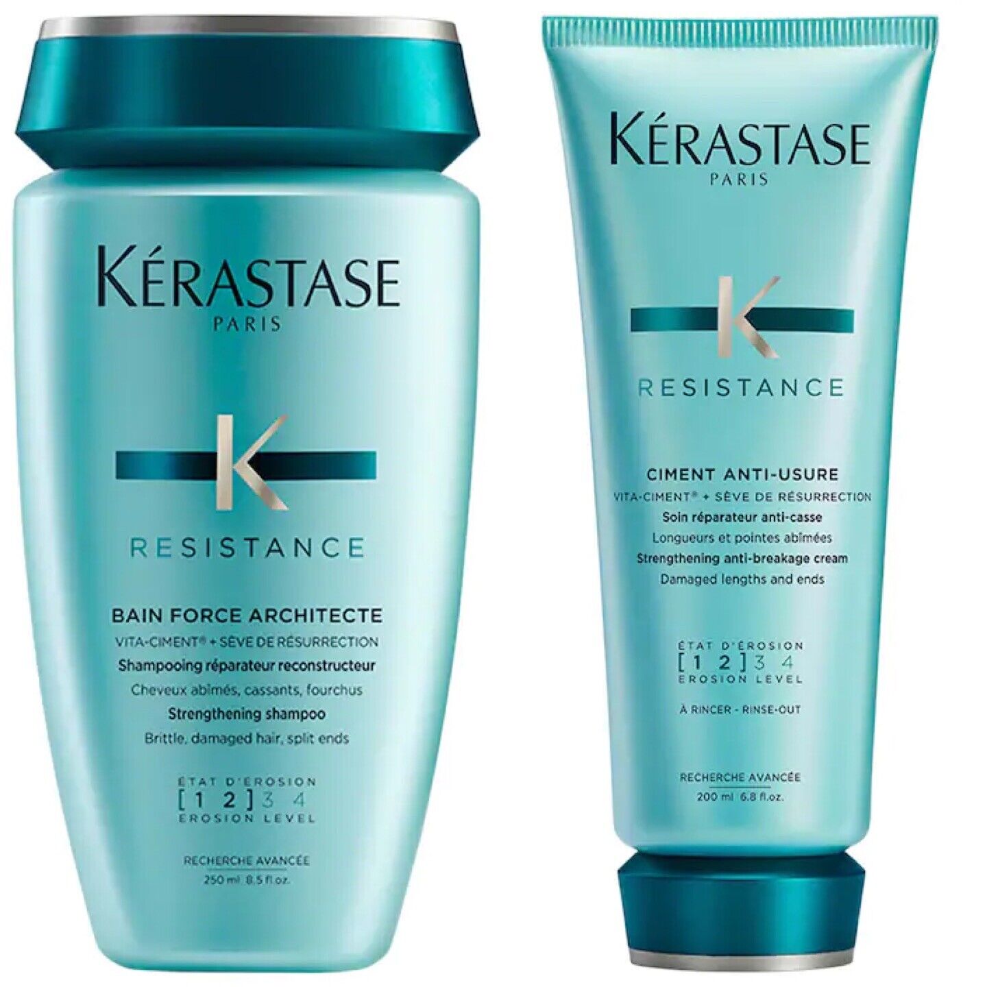 Kerastase Resistance Bain Force Architecture 8.5oz, Ciment Anti-Usure 6.8 oz Set