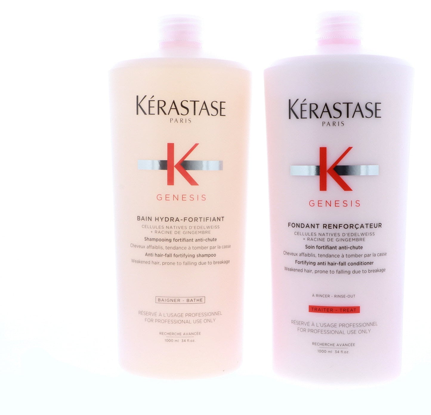 Kerastase Genesis Bain Hydra-Fortifiant Shampoo, 34 oz 1 Pc, Kerastase Genesis Fondant Renforcateur Conditioner, 34 oz 1 Pc